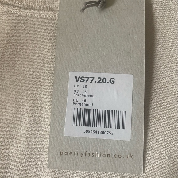 NWT Poetry Button Detail Top Hemp & Organic Cotton Size 16 Lagenlook Parchment - Picture 10 of 12